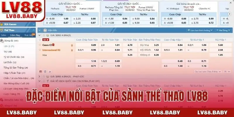 Đặc điểm nổi bật của sảnh thể thao LV88